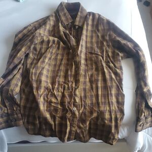 Daniel Cremieux Brown and Yellow Plaid Shirt